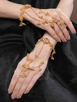 Saraf RS Jewellery - Women 22k Gold Plated Multi-Color Kundan Flower Hathphools