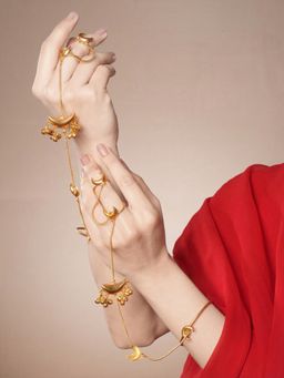 Saraf RS Jewellery - Women 22k Gold Plated Chand Ghungroo Hathphools