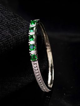 Zoey - Women Silver-Plated Green American Diamond Handcrafted Bracelet