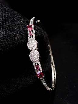 Zoey - Women Silver-Plated Pink American Diamond Handcrafted Bracelet