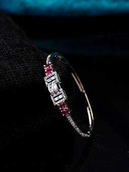 Zoey - Women Silver-Plated Pink American Diamond Handcrafted Bracelet