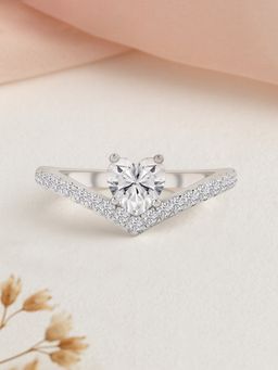 Ornate Jewels - 925 Silver 0.5 Carat American Diamond Heart Ring For Women & Girls