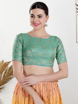 VAMAS - THE DESIGNER BLOUSES - Women Blue Round Neck Padded Blouse