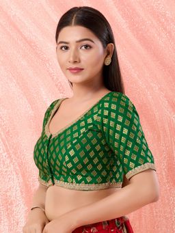 VAMAS - THE DESIGNER BLOUSES - Women Green Round Neck Padded Blouse