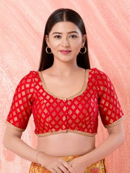 VAMAS - THE DESIGNER BLOUSES - Women Red Round Neck Padded Blouse