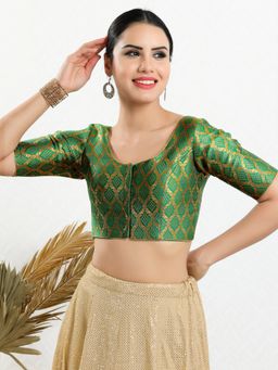 VAMAS - THE DESIGNER BLOUSES - Women Green Round Neck Padded Blouse