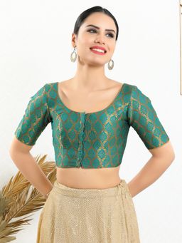 VAMAS - THE DESIGNER BLOUSES - Women Green Round Neck Padded Blouse