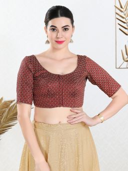 VAMAS - THE DESIGNER BLOUSES - Women Maroon Round Neck Padded Blouse