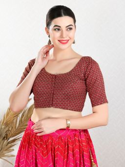 VAMAS - THE DESIGNER BLOUSES - Women Red Round Neck Padded Blouse