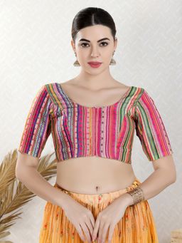 VAMAS - THE DESIGNER BLOUSES - Women Pink Round Neck Padded Blouse