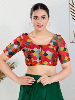 VAMAS - THE DESIGNER BLOUSES - Women Red Round Neck Padded Blouse