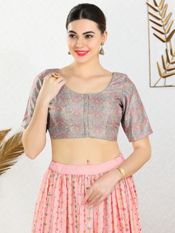 VAMAS - THE DESIGNER BLOUSES - Women Grey Round Neck Padded Blouse