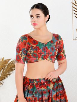 VAMAS - THE DESIGNER BLOUSES - Women Multi-Color Sweetheart Neck Padded Blouse