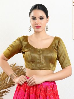 VAMAS - THE DESIGNER BLOUSES - Women Mustard Round Neck Padded Blouse