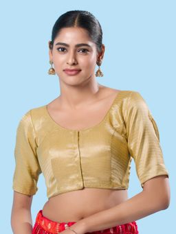 VAMAS - THE DESIGNER BLOUSES - Women Gold Round Neck Padded Blouse