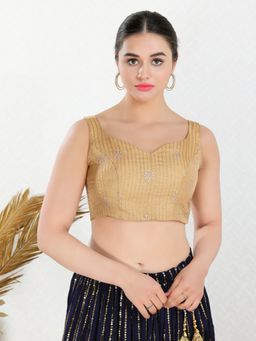 VAMAS - THE DESIGNER BLOUSES - Women Gold Sweetheart Neck Padded Blouse