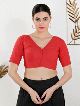 VAMAS - THE DESIGNER BLOUSES - Women Red V-Neck Padded Blouse
