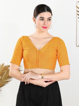 VAMAS - THE DESIGNER BLOUSES - Women Mustard V-Neck Padded Blouse
