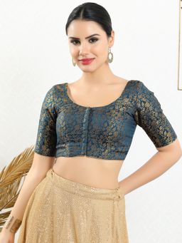 VAMAS - THE DESIGNER BLOUSES - Women Blue Round Neck Padded Blouse