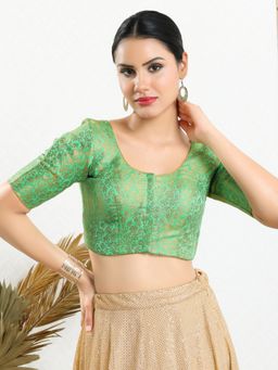 VAMAS - THE DESIGNER BLOUSES - Women Green Round Neck Padded Blouse