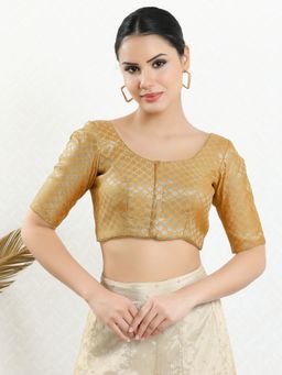 VAMAS - THE DESIGNER BLOUSES - Women Gold Round Neck Padded Blouse