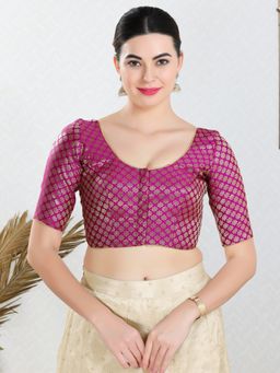 VAMAS - THE DESIGNER BLOUSES - Women Magenta Round Neck Padded Blouse