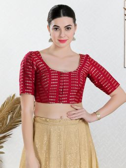 VAMAS - THE DESIGNER BLOUSES - Women Red Round Neck Padded Blouse