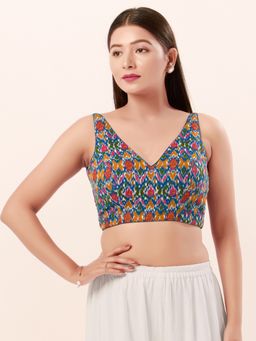 VAMAS - THE DESIGNER BLOUSES - Women Blue V-Neck Padded Blouse