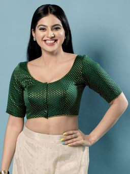 VAMAS - THE DESIGNER BLOUSES - Women Green Round Neck Padded Blouse