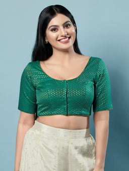 VAMAS - THE DESIGNER BLOUSES - Women Green Round Neck Padded Blouse