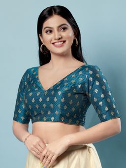 VAMAS - THE DESIGNER BLOUSES - Women Blue V-Neck Padded Blouse