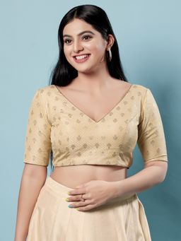 VAMAS - THE DESIGNER BLOUSES - Women Gold V-Neck Padded Blouse