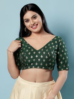 VAMAS - THE DESIGNER BLOUSES - Women Green V-Neck Padded Blouse