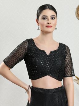 VAMAS - THE DESIGNER BLOUSES - Women Black Sweetheart Neck Padded Blouse