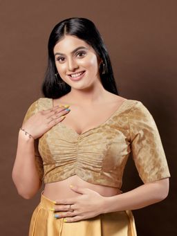 VAMAS - THE DESIGNER BLOUSES - Women Gold Sweetheart Neck Padded Blouse