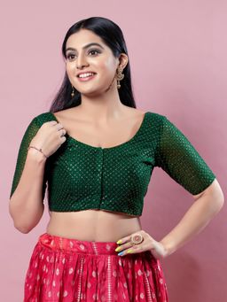 VAMAS - THE DESIGNER BLOUSES - Women Green Round Neck Padded Blouse