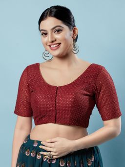 VAMAS - THE DESIGNER BLOUSES - Women Maroon Round Neck Padded Blouse