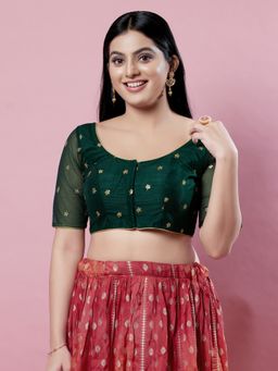 VAMAS - THE DESIGNER BLOUSES - Women Green Round Neck Padded Blouse