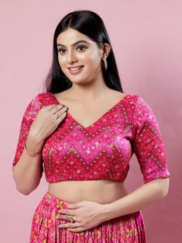 VAMAS - THE DESIGNER BLOUSES - Women Pink V-Neck Padded Blouse