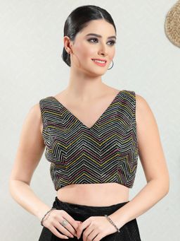 VAMAS - THE DESIGNER BLOUSES - Women Black V-Neck Padded Blouse