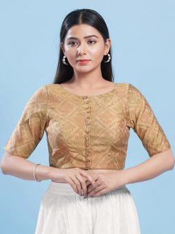 VAMAS - THE DESIGNER BLOUSES - Women Gold Round Neck Padded Blouse