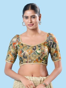 VAMAS - THE DESIGNER BLOUSES - Women Gold Sweetheart Neck Padded Blouse