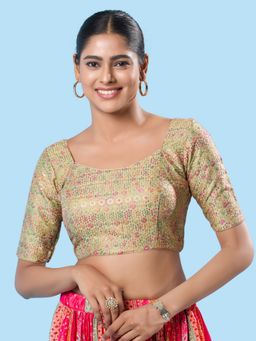 VAMAS - THE DESIGNER BLOUSES - Women Green Round Neck Padded Blouse