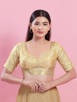 VAMAS - THE DESIGNER BLOUSES - Women Gold Sweetheart Neck Padded Blouse