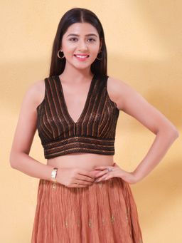 VAMAS - THE DESIGNER BLOUSES - Women Copper V-Neck Padded Blouse