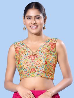 VAMAS - THE DESIGNER BLOUSES - Women Gold V-Neck Padded Blouse