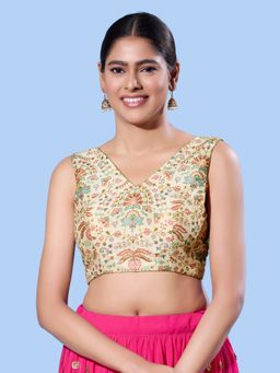 VAMAS - THE DESIGNER BLOUSES - Women Cream V-Neck Padded Blouse