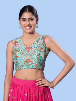 VAMAS - THE DESIGNER BLOUSES - Women Blue V-Neck Padded Blouse