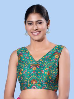 VAMAS - THE DESIGNER BLOUSES - Women Teal V-Neck Padded Blouse