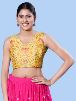 VAMAS - THE DESIGNER BLOUSES - Women Yellow V-Neck Padded Blouse